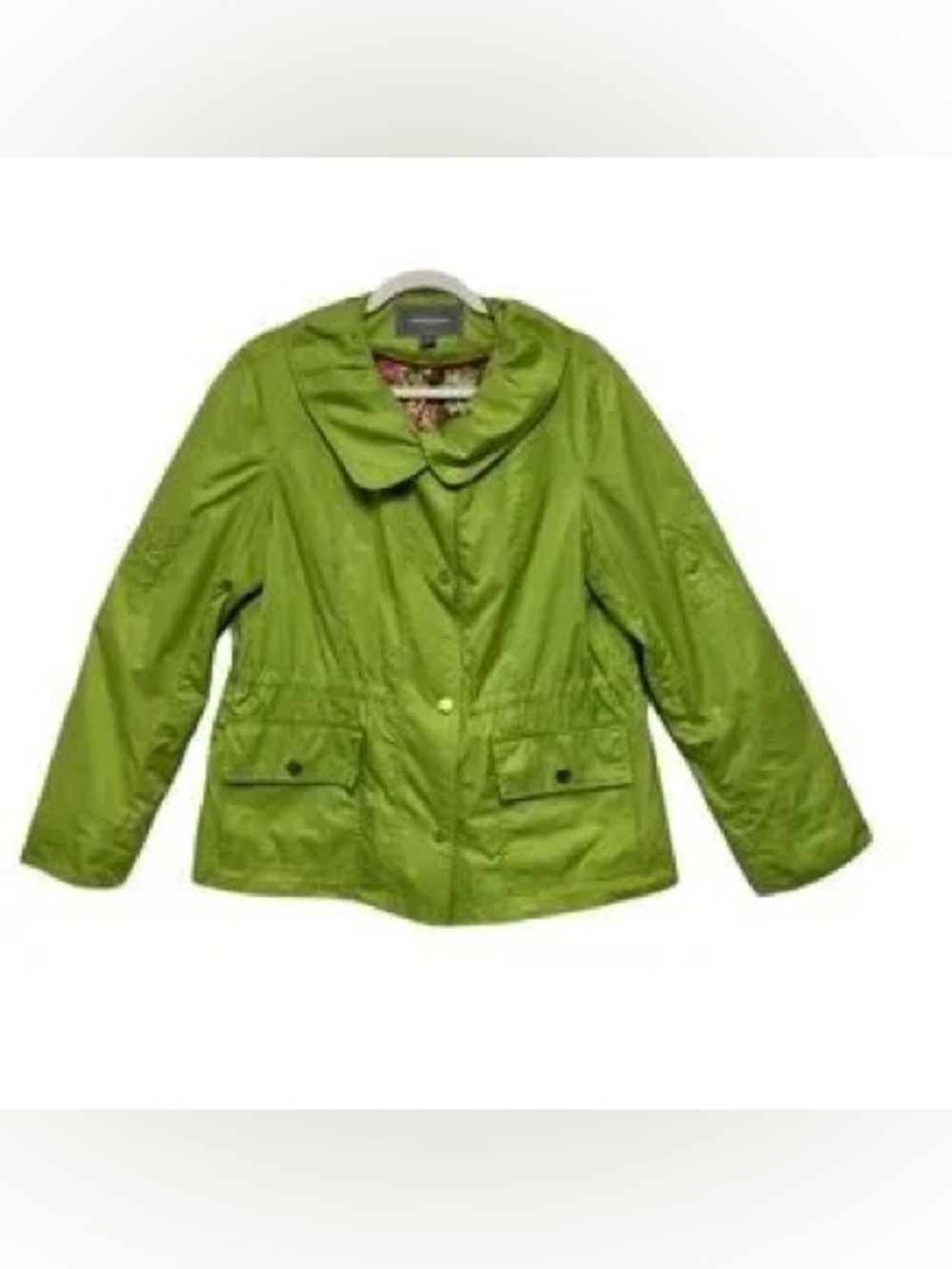 Johnston & Murphy Lime Green Utility Windbreaker Pink Floral Lined Jacket SZ M